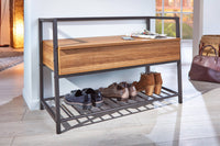 Scarpiera con contenitore e Dpierc, in metallo nero e nobilitato color quercia, cm 90x39x61