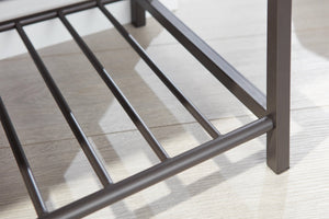 Scarpiera con contenitore e Dpierc, in metallo nero e nobilitato color quercia, cm 90x39x61