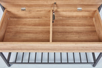 Scarpiera con contenitore e Dpierc, in metallo nero e nobilitato color quercia, cm 90x39x61