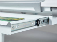 Scrivania regolabile in altezza con ripiano Dfrazie, in metallo bianco, cm 110x68x55-78