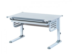 Scrivania regolabile in altezza con ripiano Dfrazie, in metallo bianco, cm 110x68x55-78