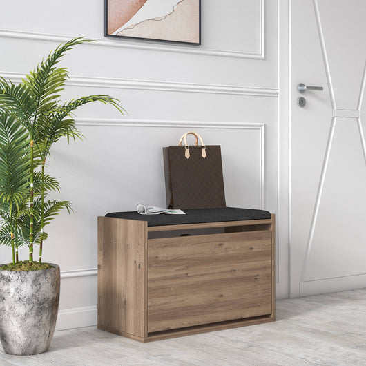 Mobile Portascarpe, Scarpiera un Ripiano, 65x43.5x32h cm Marrone Quercia