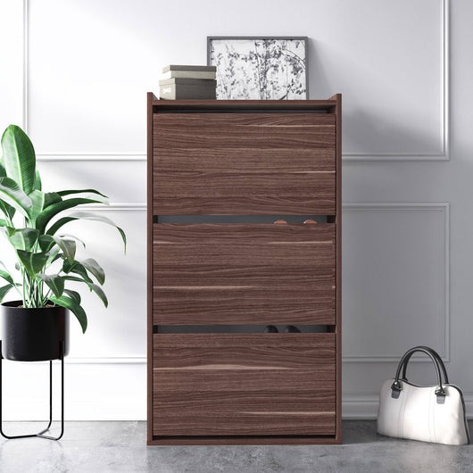 Scarpiera con tre ante a 0, cm 65 x 32 x 11,8, colore noce