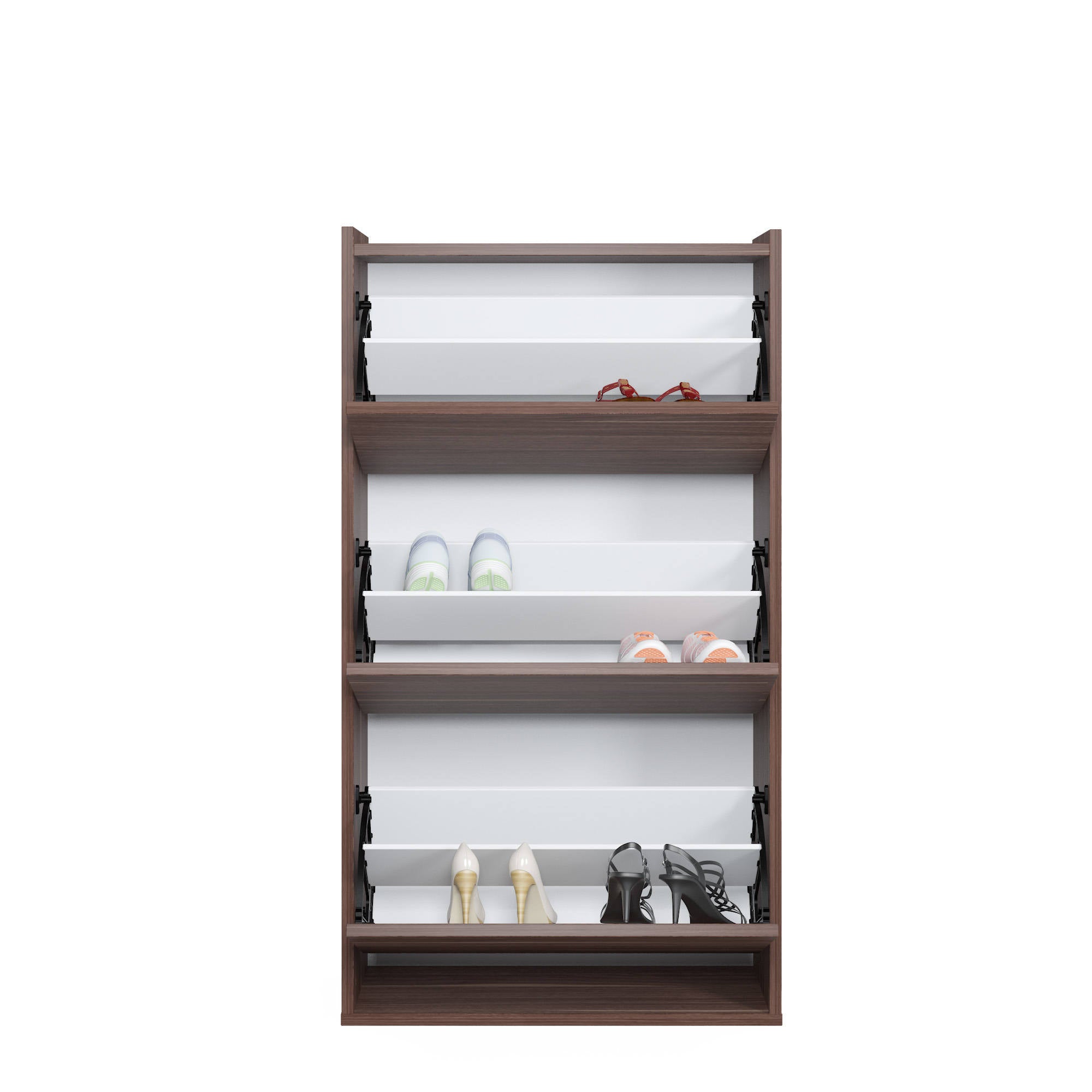 Scarpiera con tre ante a 0, cm 65 x 32 x 11,8, colore noce