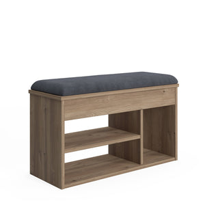 Scarpiera con seduta e 0, cm 80 x 31 x 46, colore quercia