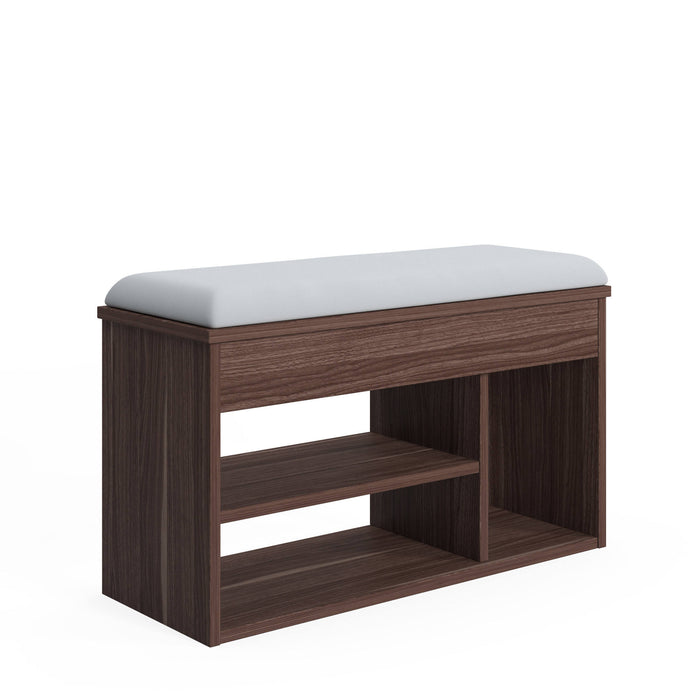 Scarpiera con seduta e 0, cm 80 x 31 x 46, colore noce