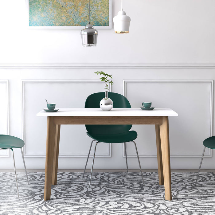 Tavolo 0, cm 110 x 60 x 75, colore bianco e quercia