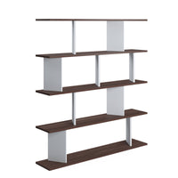 Libreria a quattro ripiani con 0, cm 130 x 25 x 141, colore bianco e quercia