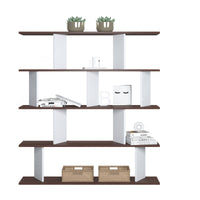 Libreria a quattro ripiani con 0, cm 130 x 25 x 141, colore bianco e quercia