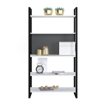 Libreria con cinque ripiani sviluppata in 0, cm 86 x 35 x 160, colore bianco e antracite