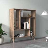 Libreria con cinque 0, cm 90 x 25 x 105, colore quercia