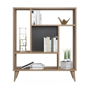 Libreria con cinque 0, cm 90 x 25 x 105, colore quercia