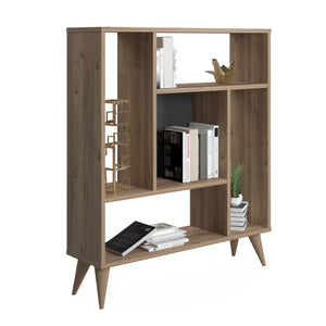 Libreria con cinque 0, cm 90 x 25 x 105, colore quercia