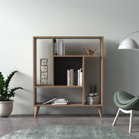 Libreria con cinque 0, cm 90 x 25 x 105, colore quercia