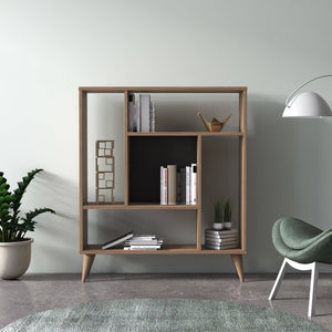 Libreria con cinque 0, cm 90 x 25 x 105, colore quercia