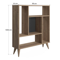Libreria con cinque 0, cm 90 x 25 x 105, colore quercia