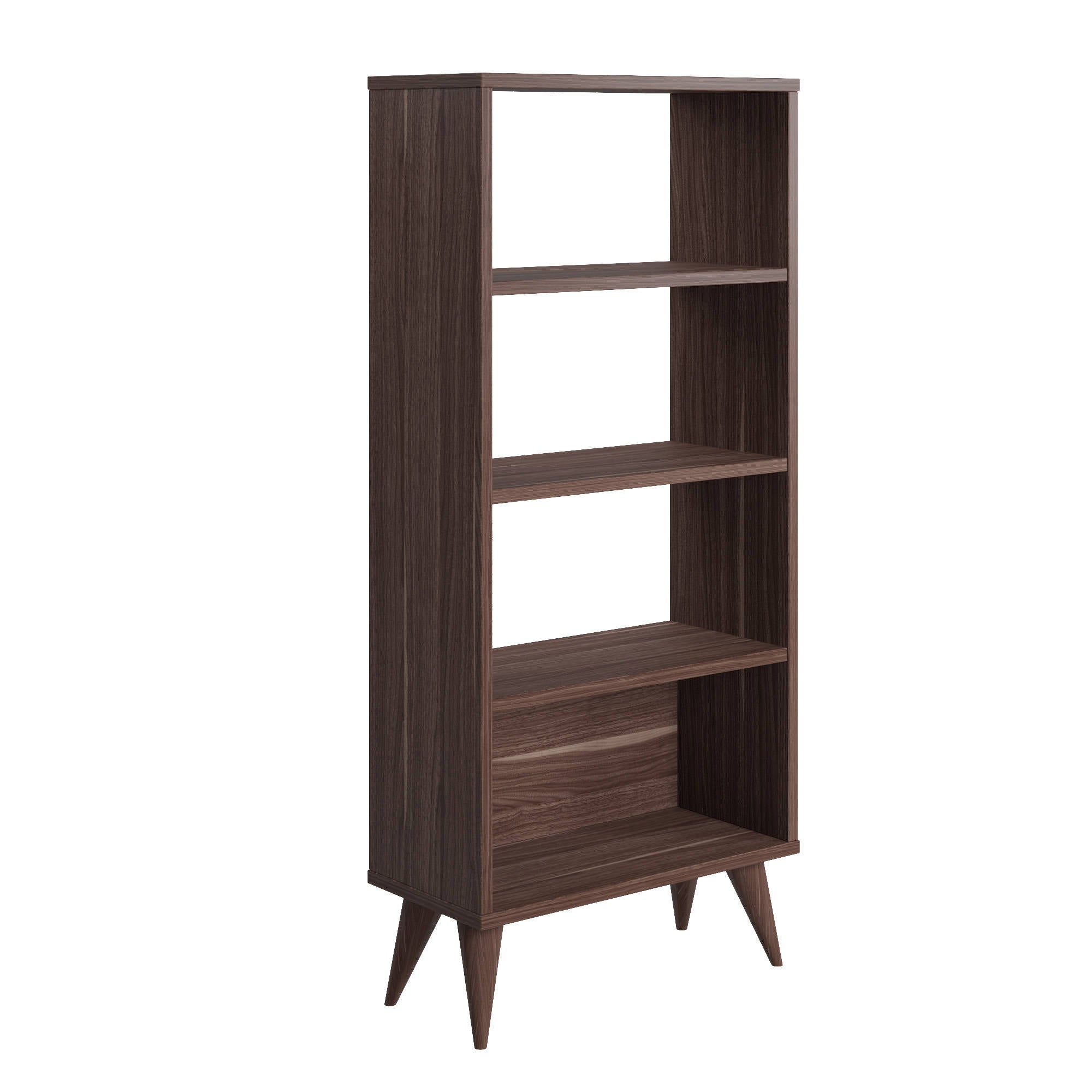 Libreria verticale con quattro 0, cm 54 x 25 x 121, colore noce
