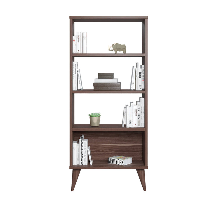 Libreria verticale con quattro 0, cm 54 x 25 x 121, colore noce