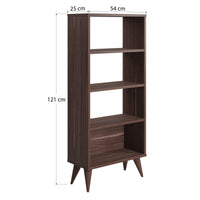 Libreria verticale con quattro 0, cm 54 x 25 x 121, colore noce