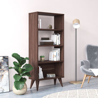 Libreria verticale con quattro 0, cm 54 x 25 x 121, colore noce