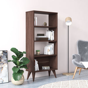 Libreria verticale con quattro 0, cm 54 x 25 x 121, colore noce