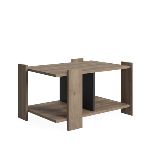 Tavolino da caffÃ¨ 0, cm 79 x 44 x 54, colore quercia con dettaglio antracite