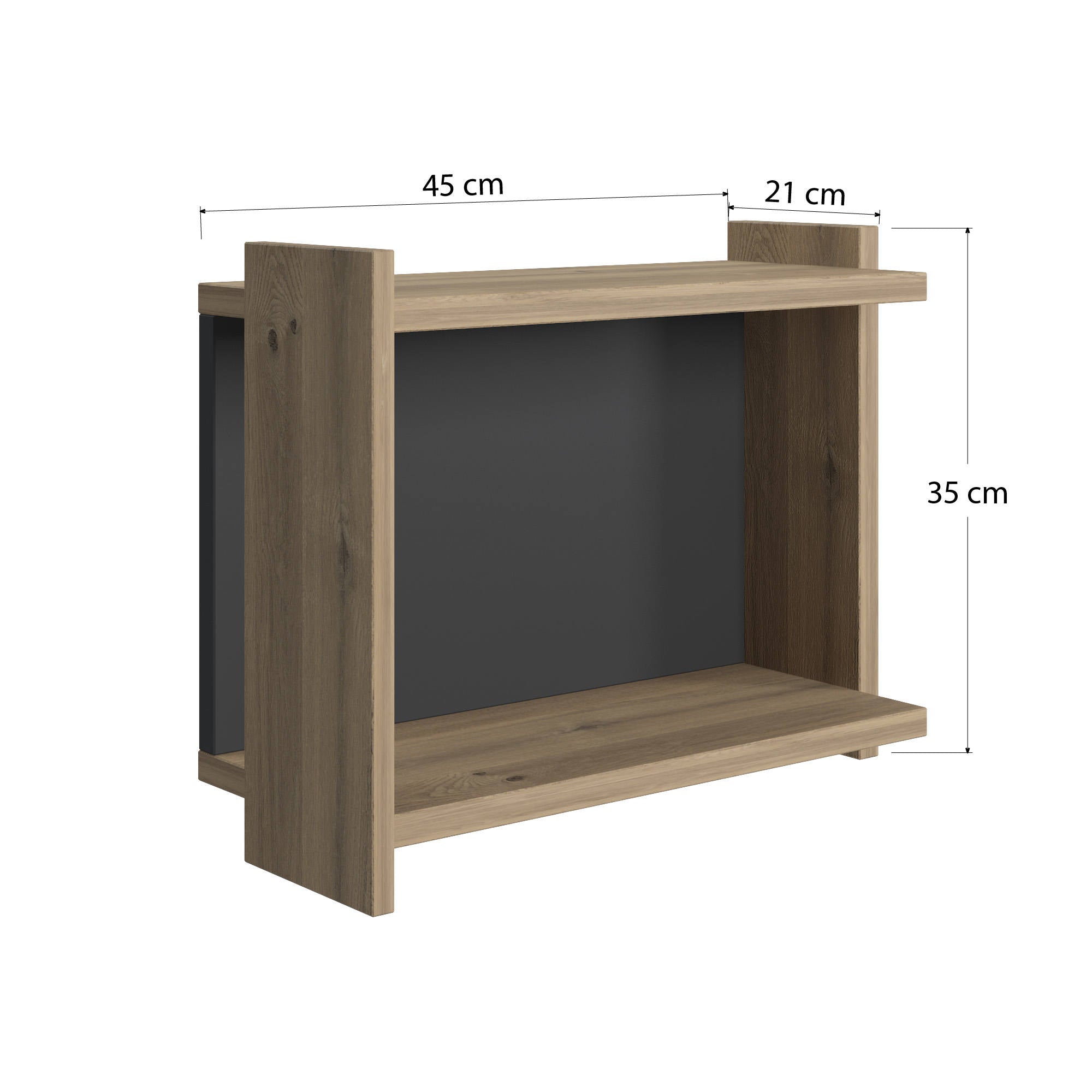 Libreria pensile da 0, cm 45 x 51 x 35, colore quercia e antracite