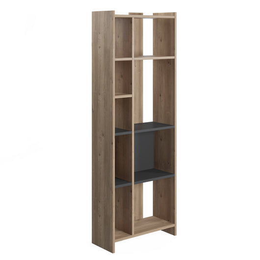 Libreria con nove 0, cm 59 x 27 x 135, colore quercia con dettaglio antracite