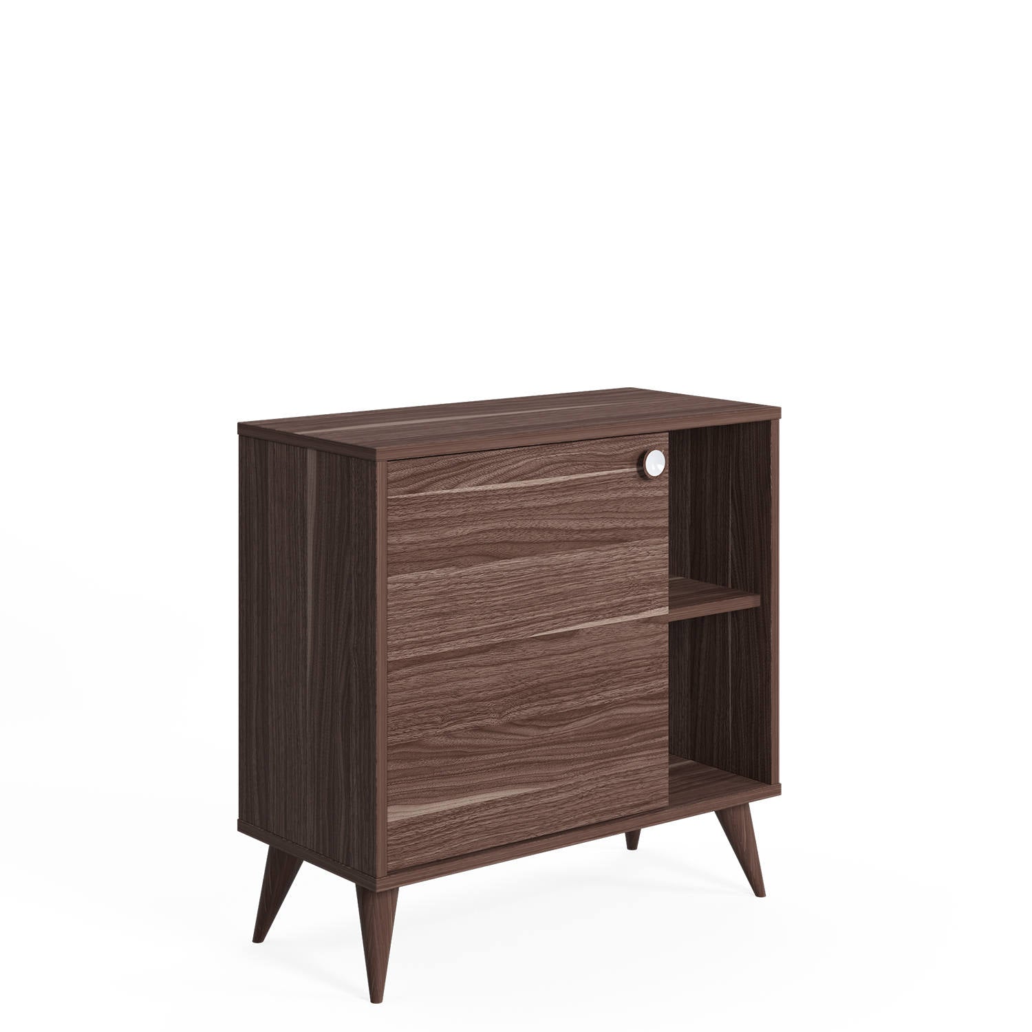Credenza con un'anta battente e 0, cm 75 x 35 x 74, colore noce