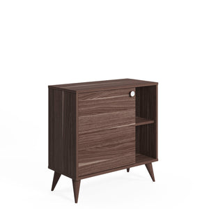 Credenza con un'anta battente e 0, cm 75 x 35 x 74, colore noce