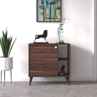 Credenza con un'anta battente e 0, cm 75 x 35 x 74, colore noce