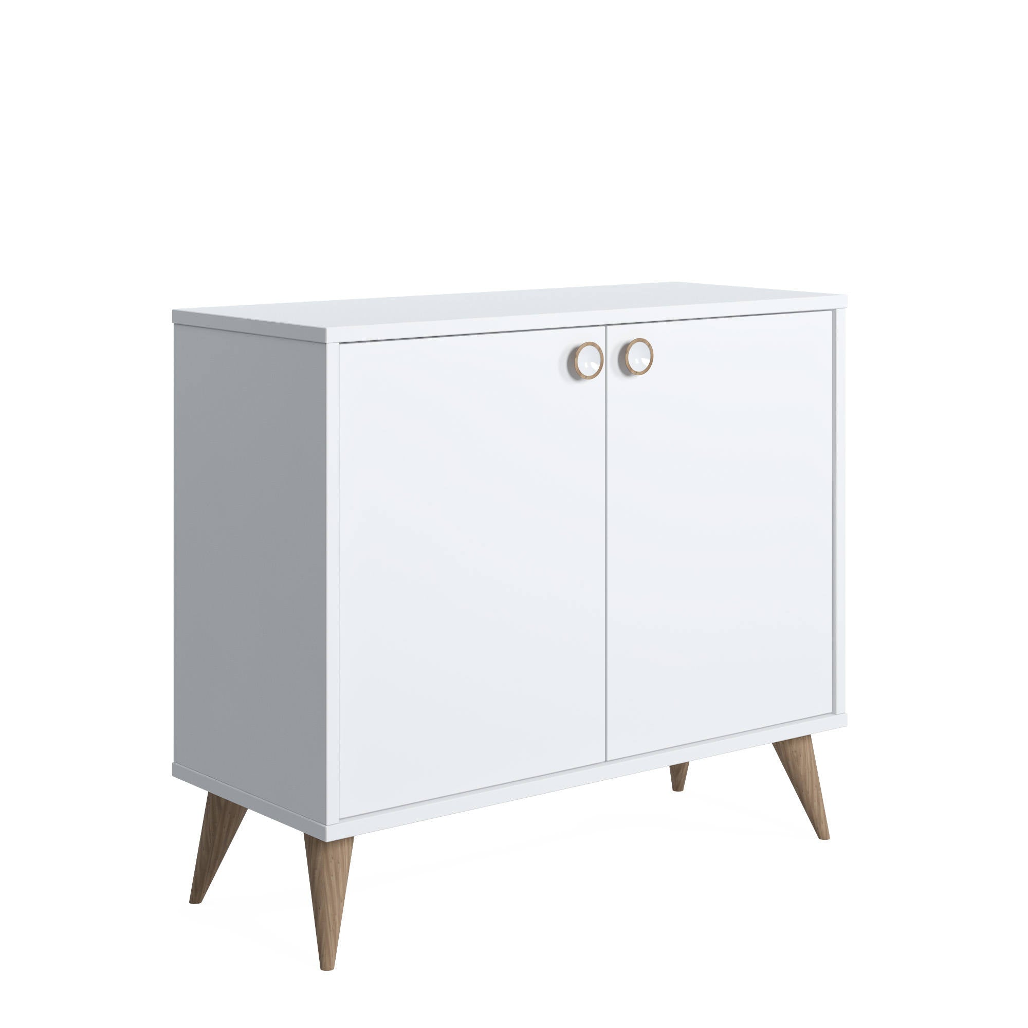 Credenza con due ante battenti e due ripiani 0, cm 85 x 35 x 74, colore bianco