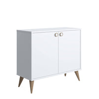 Credenza con due ante battenti e due ripiani 0, cm 85 x 35 x 74, colore bianco