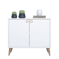Credenza con due ante battenti e due ripiani 0, cm 85 x 35 x 74, colore bianco