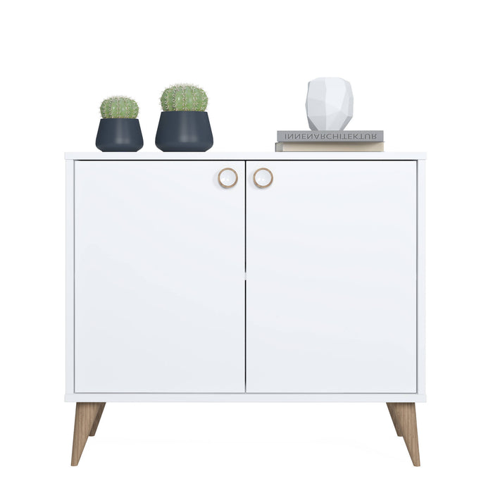 Credenza con due ante battenti e due ripiani 0, cm 85 x 35 x 74, colore bianco