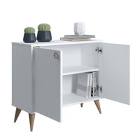 Credenza con due ante battenti e due ripiani 0, cm 85 x 35 x 74, colore bianco