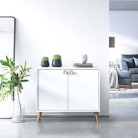 Credenza con due ante battenti e due ripiani 0, cm 85 x 35 x 74, colore bianco