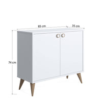 Credenza con due ante battenti e due ripiani 0, cm 85 x 35 x 74, colore bianco