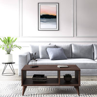 Tavolino da Salotto 2 Vani, 90x40x55h cm Marrone Noce