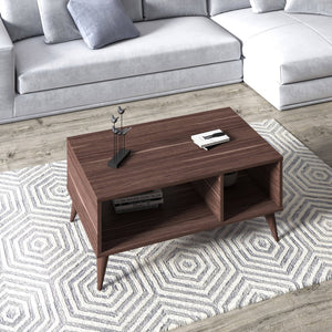 Tavolino da Salotto 2 Vani, 90x40x55h cm Marrone Noce