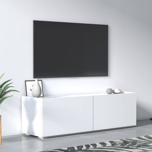 Mobile da soggiorno porta TV con due ante a 0, cm 119 x 35 x 37, colore bianco