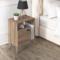 Comodino con anta 0, cm 50 x 37 x 65, colore quercia