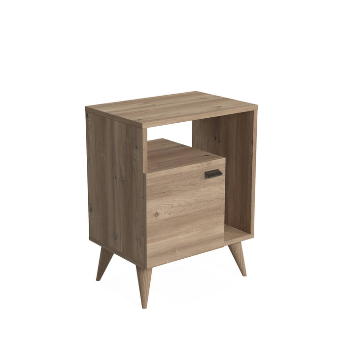 Comodino con anta 0, cm 50 x 37 x 65, colore quercia