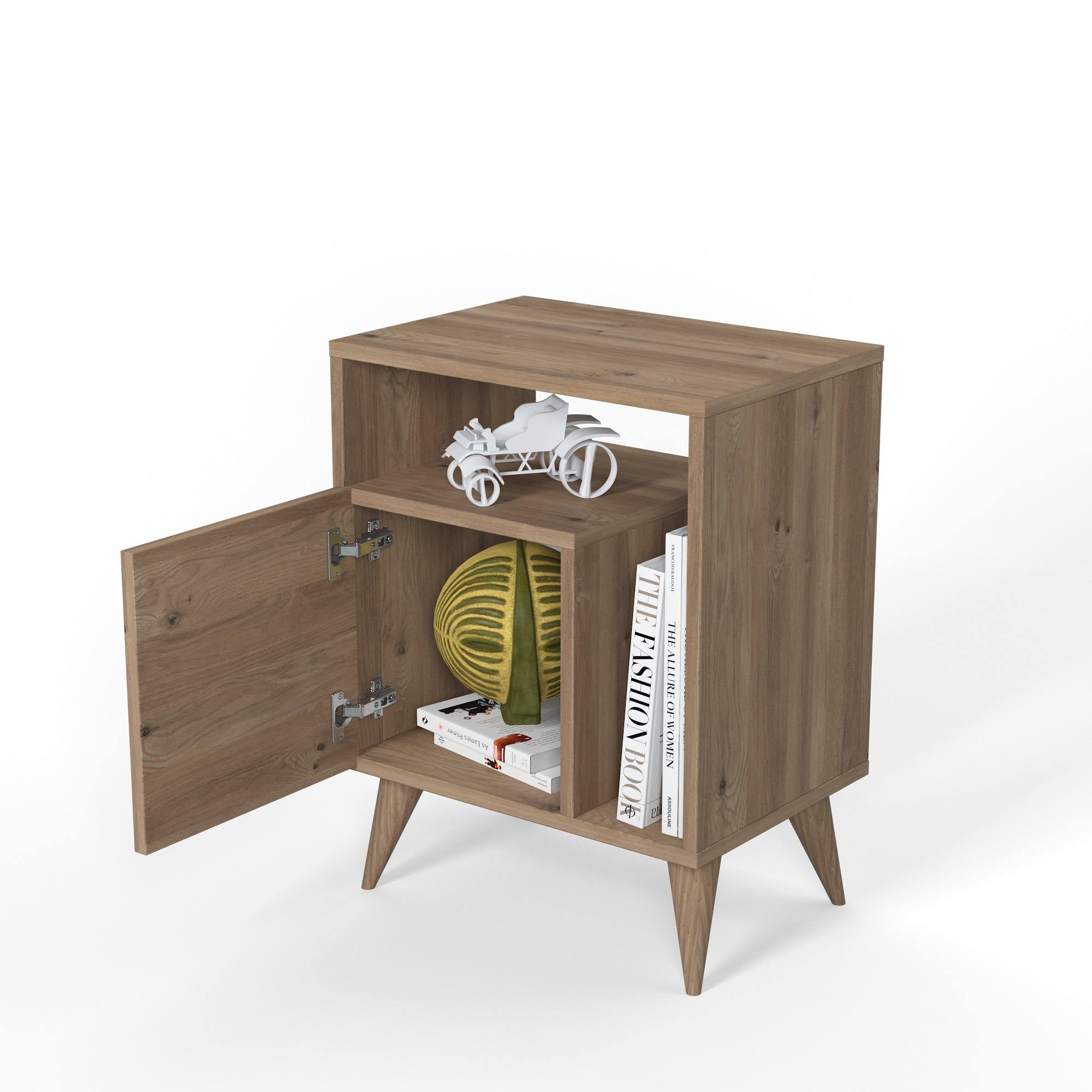 Comodino con anta 0, cm 50 x 37 x 65, colore quercia