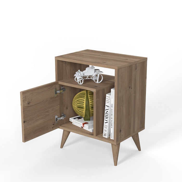 Comodino con anta 0, cm 50 x 37 x 65, colore quercia