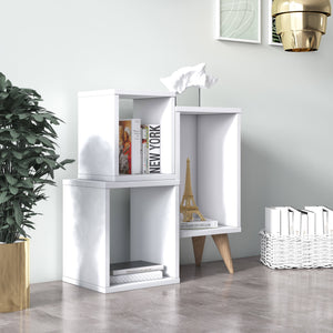 Moderna libreria con tre scomparti 0, cm 60 x 27 x 65, colore bianco