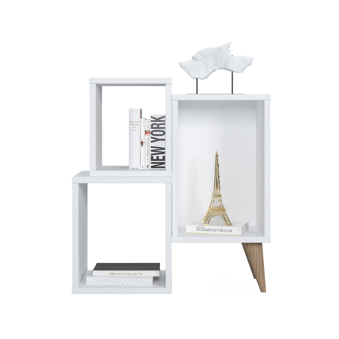 Moderna libreria con tre scomparti 0, cm 60 x 27 x 65, colore bianco