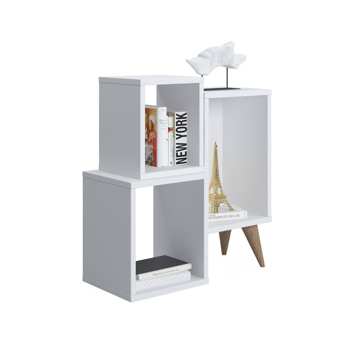 Moderna libreria con tre scomparti 0, cm 60 x 27 x 65, colore bianco