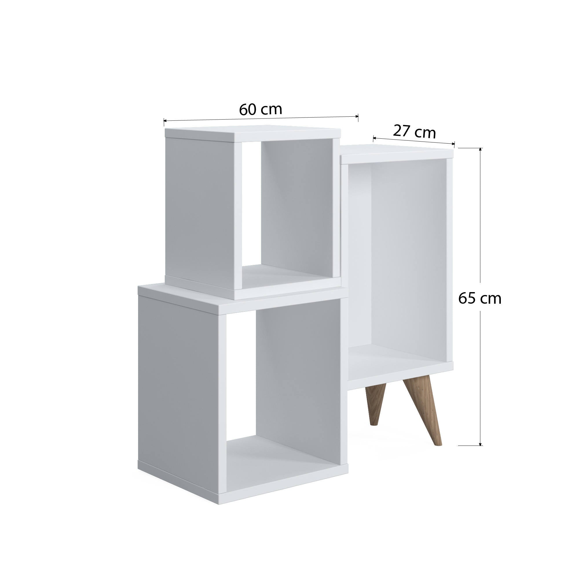 Moderna libreria con tre scomparti 0, cm 60 x 27 x 65, colore bianco