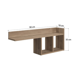 Mensola da muro con due 0, cm 90 x 18 x 35, colore quercia